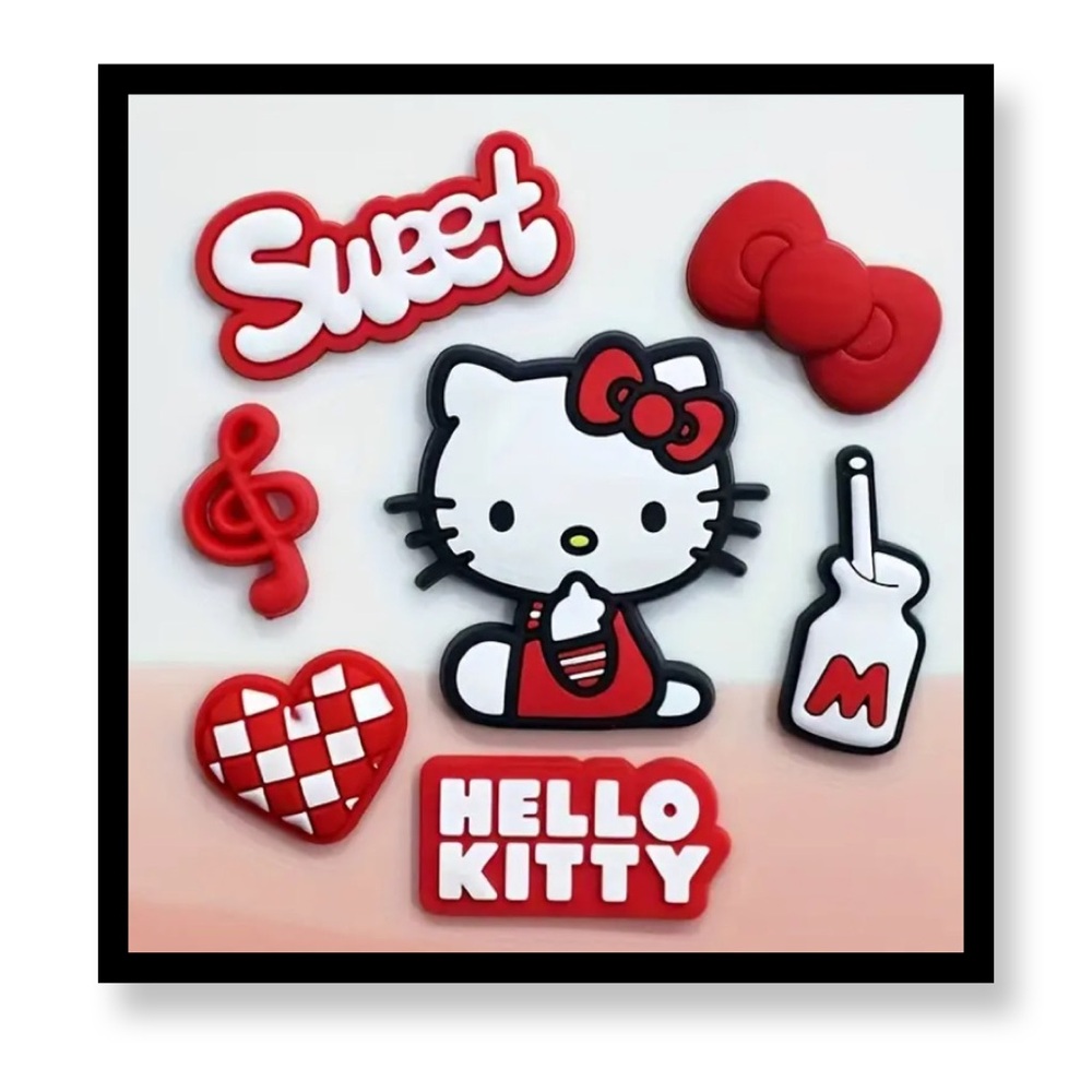 (New in package) 7 pc Hello Kitty Red and White Croc Charms